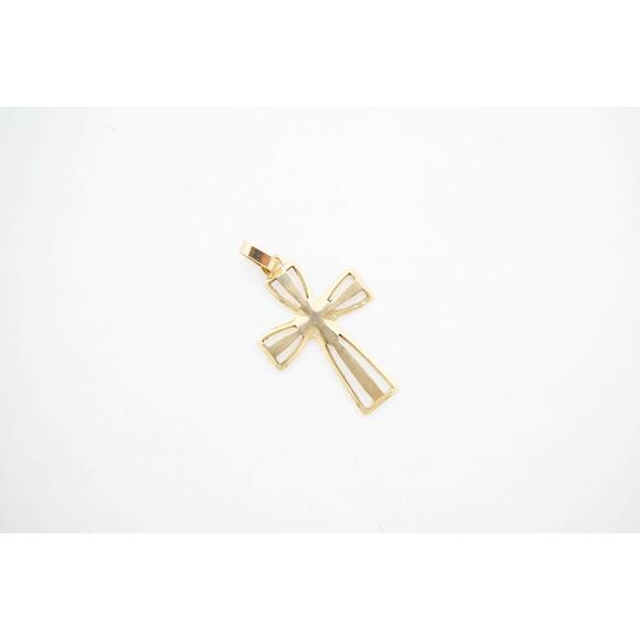 Estate 14k Yellow Gold Cross Pendant Fine Jewelry Men 3.20g - Picture 4 of 7